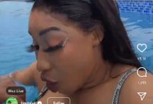 Tonto Dikeh exposed her nipple while swimming in bikini